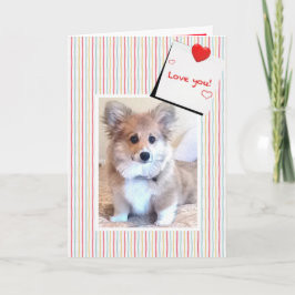 Schattigee donzige corgi-Valentijn Feestdagen Kaart