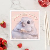 Schattigee donzige eekhoorn met roze bloem Papier  Servet (Insitu)