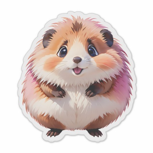 Schattigee donzige hamster sticker (Voorkant)