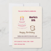 Schattigee donzige kat met verjaardagstaart kaart (Voorkant)