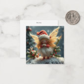 Schattigee donzige kerstfee notitiekaartje (Voorkant / Achterkant in situ)