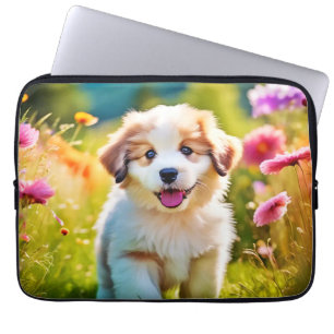 Schattigee donzige puppy laptop sleeve