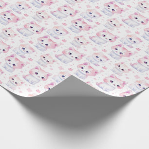 Schattigee donzige roze Kittens Cadeaupapier