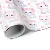 Schattigee donzige roze Kittens Cadeaupapier (Rol Hoek)