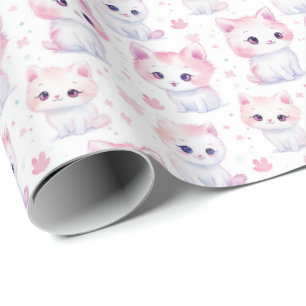Schattigee donzige roze Kittens Cadeaupapier
