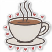 Schattigee Doodle Coffee Cup Vinyl Sticker (Voorkant)