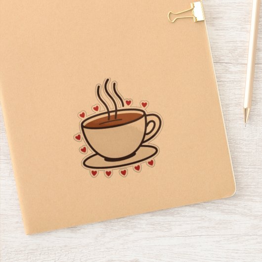 Schattigee Doodle Coffee Cup Vinyl Sticker (Notitieboek)