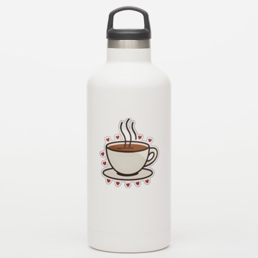 Schattigee Doodle Coffee Cup Vinyl Sticker (Waterfles)