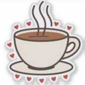 Schattigee Doodle Coffee Cup Vinyl Sticker (Voorkant)