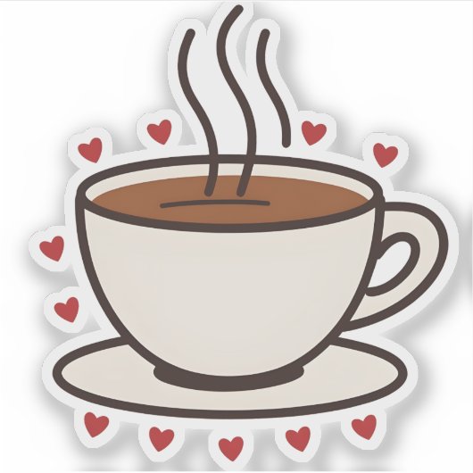 Schattigee Doodle Coffee Cup Vinyl Sticker (Voorkant)