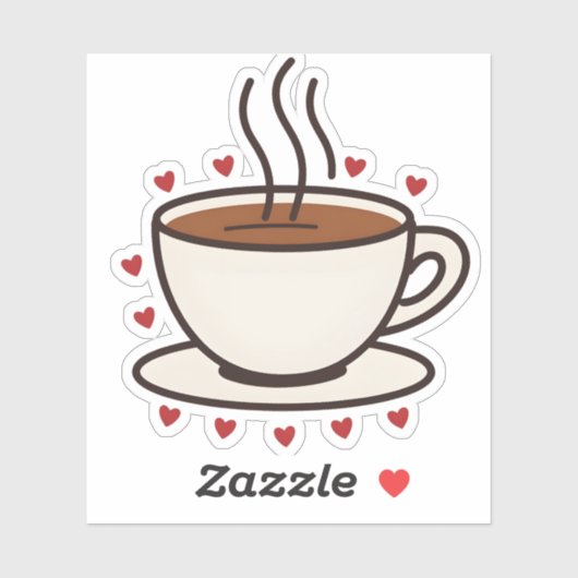 Schattigee Doodle Coffee Cup Vinyl Sticker (Vel)