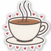 Schattigee Doodle Coffee Cup Vinyl Sticker (Voorkant)