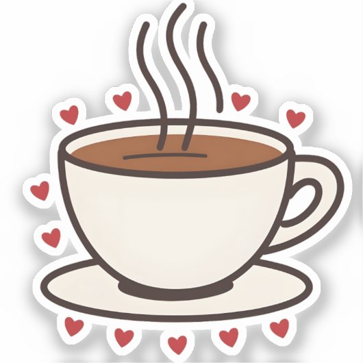 Schattigee Doodle Coffee Cup Vinyl Sticker (Voorkant)