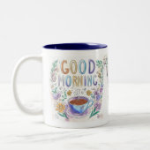 Schattigee Doodle Good Morning Coffee Tweekleurige Koffiemok (Links)