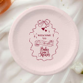 Schattigee Doodle Hand getrokken boog Baby shower Papieren Bordje