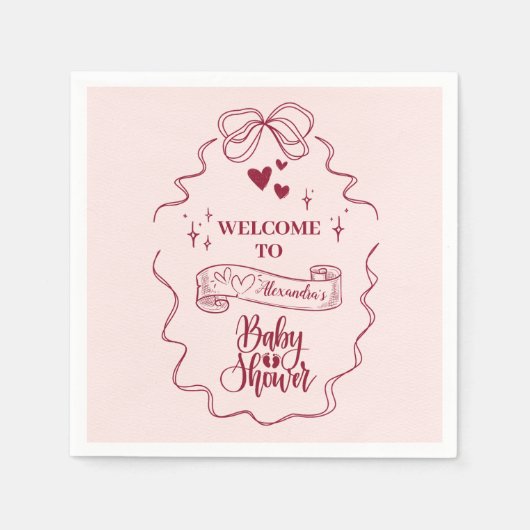 Schattigee Doodle Hand getrokken boog Baby shower Servet (Voorkant)