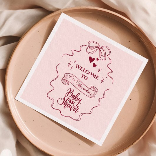 Schattigee Doodle Hand getrokken boog Baby shower Servet