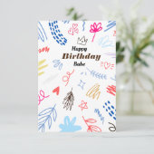 Schattigee Doodle Happy Birthday Kaart (Staand voorkant)