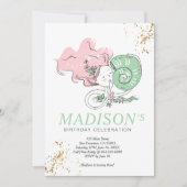 Schattigee Doodle Mermaid Faux Gold verjaardagsuit Kaart (Voorkant)