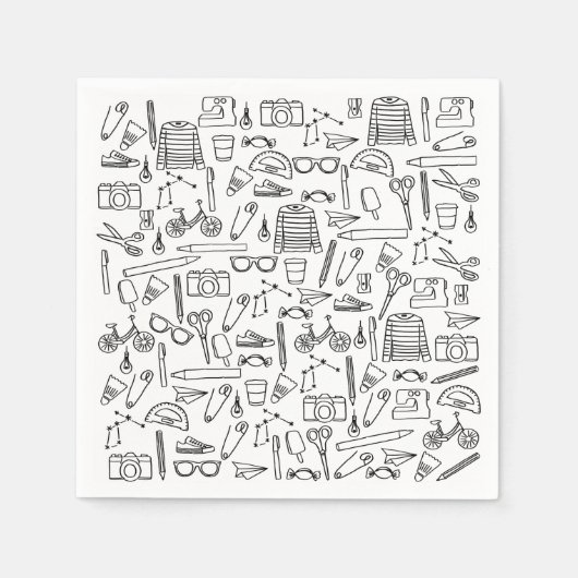 Schattigee Doodle Tekeningen Papieren servetten (Voorkant)