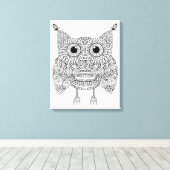 Schattigee Doodle Uil 6 Canvas Afdruk (Insitu (Houten vloer))