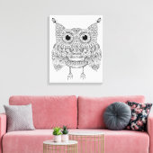 Schattigee Doodle Uil 6 Canvas Afdruk (Insitu (Woonkamer))