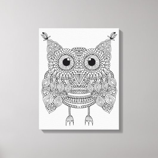 Schattigee Doodle Uil 6 Canvas Afdruk (Voorkant)