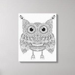 Schattigee Doodle Uil 6 Canvas Afdruk