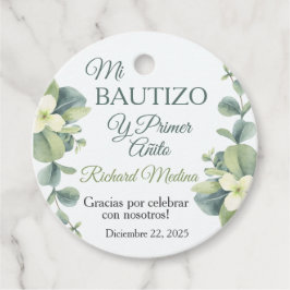 Schattigee doop en eerste verjaardag groene blader bedankjes labels