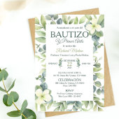 Schattigee doop en eerste verjaardag groene blader kaart