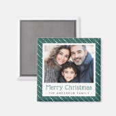 Schattigee dot strepen vrolijke kerst dennen groen magneet (Voorkant / Achterkant)