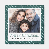 Schattigee dot strepen vrolijke kerst dennen groen magneet (Voorkant)