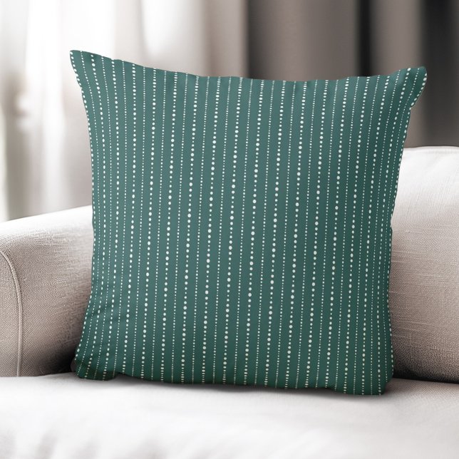 Schattigee dot stripes witte grenen groen kussen (Cute dot stripes white pine green throw pillow)