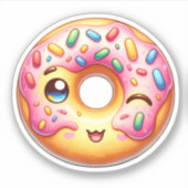 Schattigee Doughnut Custom-Cut Vinyl Stickers (Voorkant)