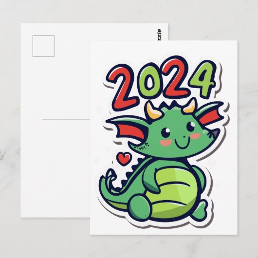 Schattigee Draak 2024 Briefkaart (Voorkant / Achterkant)