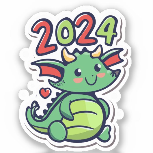 Schattigee Draak 2024 Sticker (Voorkant)