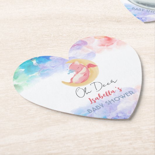 Schattigee Draak Dinosaurus Regenboog Ballon baby  Kartonnen Onderzetters (Gekanteld)