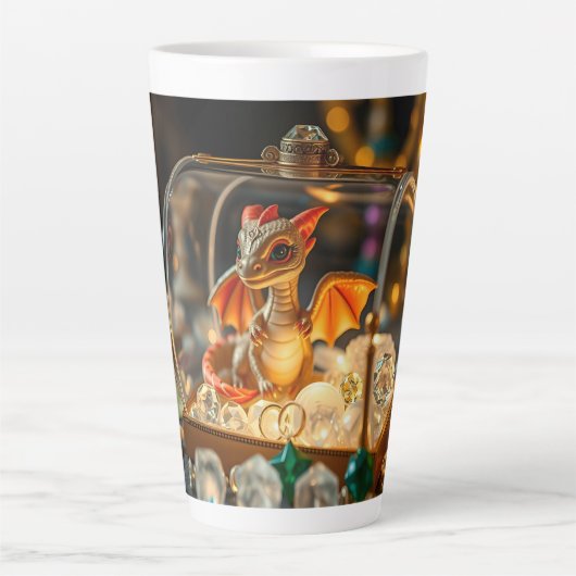 Schattigee draak in een juwelendoos latte mok (Voorkant)