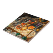 Schattigee draak in een juwelendoos tegeltje (Zijkant)