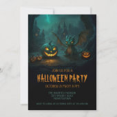 Schattigee draak met enge pompoenen Halloween Part Kaart (Voorkant)