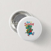 Schattigee draak terug naar school kunst ronde button 3,2 cm (Voorkant /achterkant)