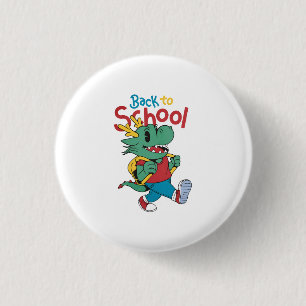 Schattigee draak terug naar school kunst ronde button 3,2 cm
