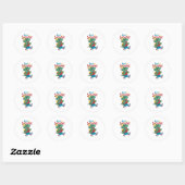 Schattigee draak terug naar school kunst ronde sticker (Vel)