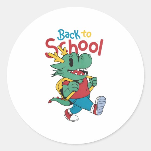 Schattigee draak terug naar school kunst ronde sticker (Voorkant)