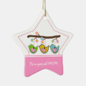 Schattigee drachtige vogeltjes bloemen Moederdag Keramisch Ornament (Rechts)