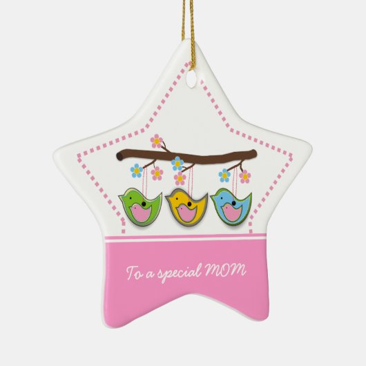 Schattigee drachtige vogeltjes bloemen Moederdag Keramisch Ornament (Rechts)