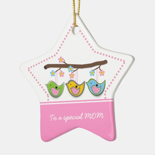 Schattigee drachtige vogeltjes bloemen Moederdag Keramisch Ornament (Links)