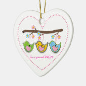 Schattigee drachtige vogeltjes bloemen Moederdag Keramisch Ornament (Links)