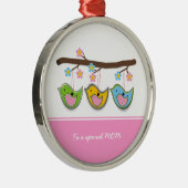 Schattigee drachtige vogeltjes bloemen Moederdag Metalen Ornament (Rechts)