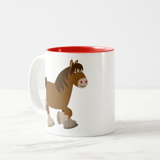 Schattigee draf Cartoon Shire Paard Mok (Voorkant links)